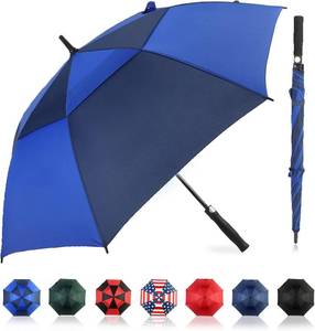 lot 261543 image: Automatic Open Golf Umbrella 54626872 Inch, Extra Large Windproof Vented Double Canopy Stick Umbrella, 210T Pongee Waterproof SPF 50, Fiberglass Ribs Steel Shaft, EVA Grip for Golf & Commute