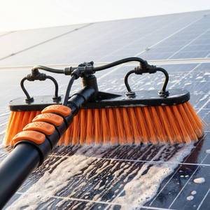 lot 261548 image: Briliantwerk Solar Panel Cleaning Brush with 20 ft Extension Pole   Water Fed Pole Brush with Soap Dispenser for Solar Panels, Windows & Siding   Heavy Duty, Streak-Free Solar Cleaning Kit