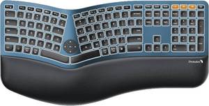 lot 261551 image: ProtoArc Backlit Bluetooth Ergonomic Keyboard, EK01 Plus Full Size Wireless Split Keyboard with Dual Bluetooth and USB, Cushioned Wrist Rest, Rechargeable, Compatible with WindowsMacAndroid, Blue