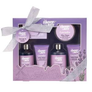 lot 361501 image: Lavender Spa Gift   Spa Set for Women, 6 Piece Shower Gift - Bubble Bath, Shower Gel, Soap, Body Lotion, Face & Hand Cream, Perfect for Special Occasions, Birthday & Mothers Day