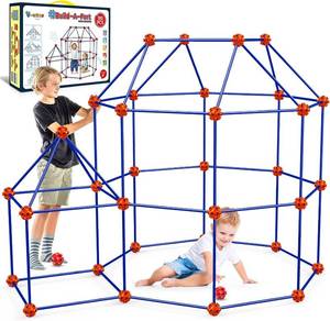 lot 361524 image: V-Opitos 180 Pack Fort Building Kits for Kids Age 4, 5, 6, 7, 8 Years Old, Creative STEM Building Toys for DIY Castles, Tunnels, Play Tent, Ideal Christmas, Birthday Gifts for Boys & Girls
