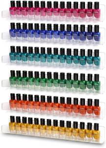 lot 361526 image: Umirokin Acrylic Nail Polish Rack Wall Mounted - 1 Pack Clear Nail Polish Organizer Shelf for 60-90 Bottles, Hanging Floating Essential Oil Storage & Paint Rack, 15 Inch Wall Holder for Salon & Home