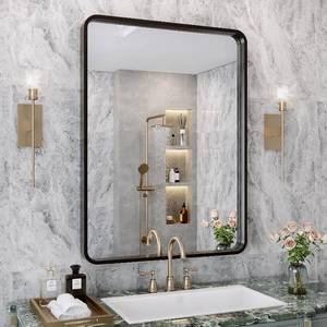lot 361533 image: Black Bathroom Mirror for Wall, 24 x 36 Black Rectangle Mirror for Wall, Matte Black Metal Framed Bathroom Mirror, Wall Mounted Black Vanity Mirror, Horizontally or Vertically