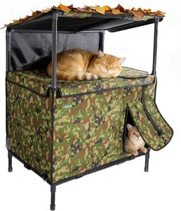 lot 361541 image: 4-Season Cat House - Waterproof Outdoor Pet Shelter & Indoor Cat Cave - Removable Heating Pad for Winter, Cooling Mat Compatible for Summer - Secure Sanctuary for Feral & Home Cats