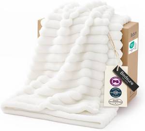 lot 461380 image: Bedsure GentleSoft White Throw Blanket for Couch - Birthday Gifts for Women Mom Her Girls, Cozy Fleece Blanket for Sofa Bed, Living Room Home Bedroom Decor Dorm Essentials, Off White, 50x60 Inches