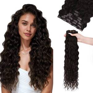 lot 461390 image: Retails for $120 GOO GOO Curly Clip in Hair Extensions Real Human Hair, 18 Inch 120g 7Pcs Elf Curly Clip-In Hair Extensions, 2 Dark Brown, Natural Curly for Women
