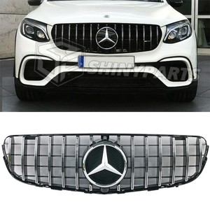 lot 461402 image: Front Grill For 2015-2019 Mercedes Benz X253 GLC250 GLC300 GTR Style Wemblem US