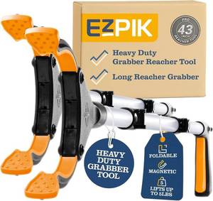 lot 171388 image: EZPIK Pro 43 Foldable Grabber Reacher Tool for Seniors - Grabbers for Elderly Reaching Tool Heavy Duty Pickup Trash Picker Upper Equipment - Claw Grabber Stick for Reaching Aids, Weed Gripper 2-Pack