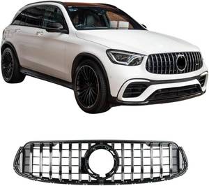 lot 271425 image: Retails for $129 Front Bumper Upper Grille Grill Fit For Mercedes Benz GLC X253 2020 2021 2022 Black Chrome Plastic Mesh Cover Trims Accessories
