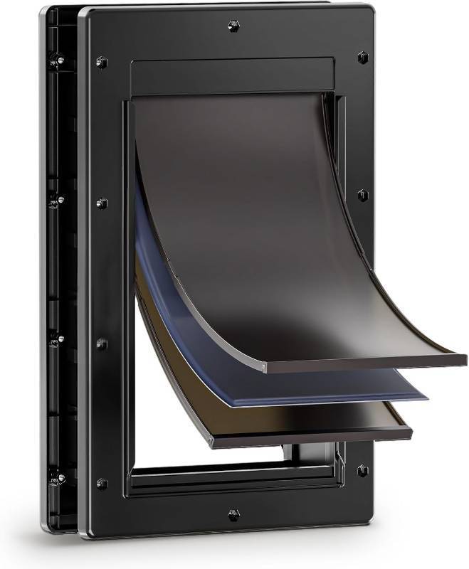 lot 241936 image: 3-Flap Dog Door, Doggy Doggie Door, Cat Door for Install in Interior and Exterior Doors or Wall, Insulation Layer, 2 Magnetic Flaps, Closing Panel, Never Rust, for Pets Up to 45lb (Medium)