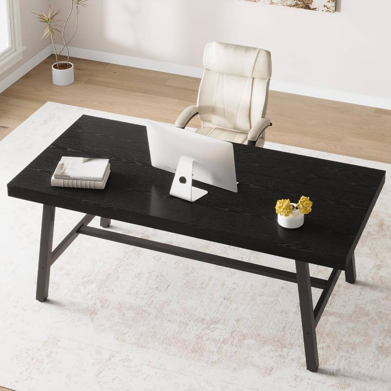 lot 411353 image: Retails for $160 Garvee 70.87 Inch Computer Desk, Extra Long Office Desk for 2 Monitors, Heavy Duty Industrial Study Table for Home Office, Large Rustic Wooden Metal Workstation, Black