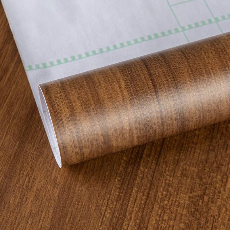 lot 401403 image: Brown Wood Grain Contact Paper Thick Walnut Wood Wallpaper Peel Stick Walnut Wood Look Wall Paper Removable Adhesive Waterproof Wall Covering Decoration Countertop Table Counter Vinyl Wrap 32x78inch