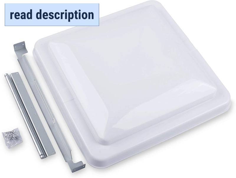 lot 111659 image: CampN 14 Inch Universal RV Roof Vent for Trailer, Camper, Motorhome - RV Vent Covers for Roof - OEM Lid Replacement (14 x 14 White 1-Pack)