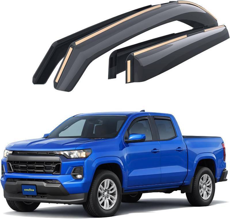 lot 211507 image: Goodyear Shatterproof in-Channel Window Deflectors for Chevrolet (Chevy) Colorado 2023-2026 Crew Cab, Rain Guards, Window Visors for Cars, Vent Deflector, Car Accessories, 4 pcs - GY008111