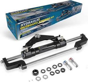 lot 231531 image: Retails for $240 HC5345-3 Hydraulic Steering Cylinder for Outboard Boats up to 300HP, Front Mount, Max Pressure 10.3MPa1500PSI, High-Strength Aluminum Alloy, Two-Way Lock Valve, Easy Hose Routing with ORB Fittings