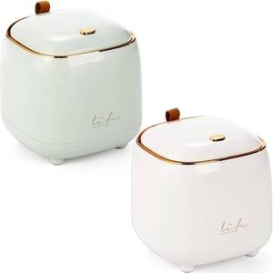 lot 19630 image: Foraineam 2 Pack Tabletop Trash Can with Pop-up Lid, Mini Plastic Countertop Trash Can Wastebasket Rubbish Bin, Small Desktop Garbage Can with Removable Inner for Bathroom Vanity, Bedroom, Office, Car