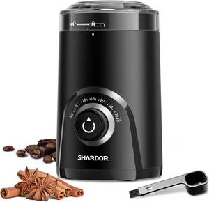 lot 19657 image: SHARDOR Electric Coffee Grinder, 70g Large Capacity Spice Grinder with Visual Timing Knob for Precise Grind, Quiet Coffee Bean Grinder for Espresso, French Press, Herbs and Grains, Black
