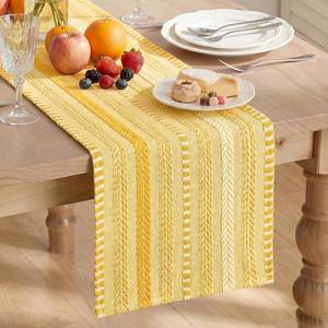 lot 19662 image: Artoid Mode Yellow Farmhouse Woven Table Runner, Seasonal Holiday Rustic Kitchen Dining Table Decoration for Home Party Decor 12x72 Inch