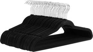 lot 19666 image: 8 PACK ONLY Amazon Basics Slim Velvet Non-Slip Space Saving Suit Clothes Hangers for Closet Organization, BlackSilver, 8-Pack