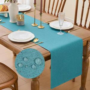 lot 19673 image: YATOJUZI Teal Table Runner Seasonal Summer Kitchen Dining Coffee Table Decoration 72 Inches Long Waterproof Turquoise Farmhouse Rustic Table Runner Home Wedding Party Decor 16x72Inch