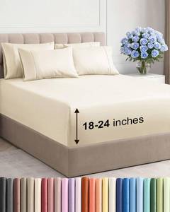 lot 19674 image: Extra Deep King Sheet Set - 6 Piece Breathable and Cooling Sheets - Hotel Luxury Bedding for Women, Men, Kids & Teens - Easy Secure Fit - Soft, Wrinkle Free and Comfy - Extra Deep Pockets - Off White