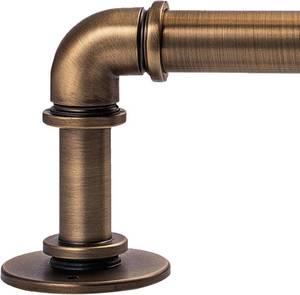 lot 19679 image: Industrial Curtain Rods 18 to 45 in,Blackout Curtain Rod,Adjustable Length,1 in Diameter Pipe,Wall or Ceiling Mounted,for Bedroom and Living Room (Antique Brass18 to 45)