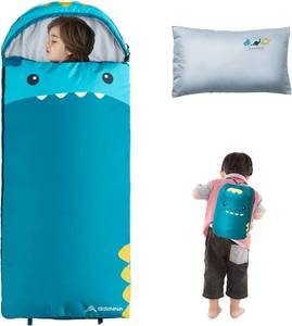 lot 19680 image: BISINNA Kids Sleeping Bag for Boys Girls with Pillow 3 Season Camping Sleeping Bag Portable for Children Hiking Backpacking Indoor Outdoor