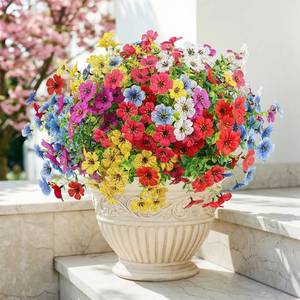 lot 19684 image: ATTGREAT Artificial Flowers Outdoors Faux Plants UV Resistant Fake Flowers Daisy Plastic Greenery Plnats Outside for Garden Planter Patio Porch Spring Summer Home Home Decor, 12 Bundles (Multicolor)