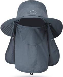 lot 19691 image: Fishing Hat for Men & Women, Outdoor UV Sun Protection Wide Brim Hat with Face Cover & Neck Flap