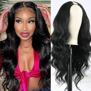 lot 19693 image: V Part Wig Body Wave Synthetic Wigs for Women 24inch Black Hair V Part Wigs Upgrade U Parts Wig Glueless Full Head Clip in Half WIG for Black Women V Shape No Leave Out Thin Hair