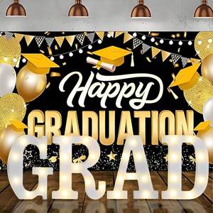 lot 19742 image: Curyidy Graduation Decorations Letters Marquee Signs, Light Up Class of 2025 Marquee Lights for Birthday, New Year, High School College Graduation Party Decor-Grad(White)