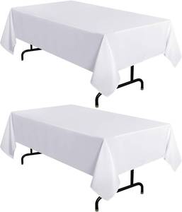 lot 19746 image: sancua 2 Pack White Tablecloth 60 x 102 Inch, Rectangle 6 Feet Table Cloth - Stain and Wrinkle Resistant Washable Polyester Table Cover for Dining Tables, Buffet Parties and Camping