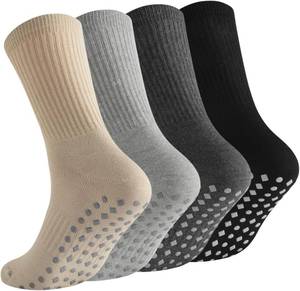 lot 19762 image: Non Slip Grip Socks for Men Women Crew Grippy Socks for Hospital Pilates Yoga,Gifts for Seniors Elderly Size Large