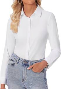 lot 19775 image: siliteelon Button Down Shirts for Women Slim fit Long Sleeve Stretch Dress Shirts Work Shirt Wrinkle Free Office Blouses Medium