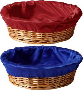 lot 19878 image: FillTouch 2 Pcs 12 Inches Round Offering Baskets for Church Wicker with Removable Liner Rattan Collection Receiving Storage Woven Bread Basket for Church Communion Supplies