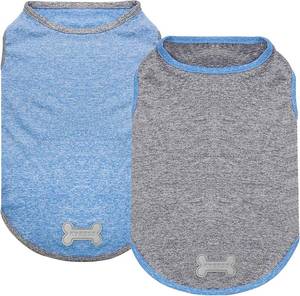 lot 19881 image: KYEESE 2Pack Dog Shirt, Lightweight Sun Protection Sleeveless Dog T Shirts for Small Medium Dogs Boy, Breathable Pet Reflective Tank Top Summer Dogs Clothes for Outdoor Walking, GreyLight Blue, XL