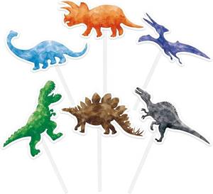 lot 19885 image: WERNNSAI 36 PCS Dinosaur Cake Toppers - Dinosaur Birthday Decorations Dino Cupcake Toppers Watercolor Happy Birthday Cupcake Topper Dino Cake Decorations