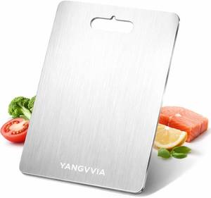 lot 19887 image: Cutting Board, 316L Food-Grade Stainless Steel Cutting Board  Double-Sided Chopping Board for Kitchen  Dishwasher Safe Work Surface for Meat, Vegetables, & Fruit  Ideal Gift (11.4 x 7.8)