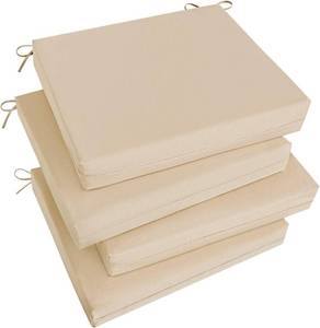 lot 19891 image: Basic Beyond IndoorOutdoor Chair Cushions, Waterproof Patio Furniture Cushions - Square Corner Seat Cushions for Patio Furniture with Ties, 18.5x16x3, Beige, 4 Count (Pack of 1)