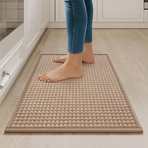 lot 19893 image: YDKGL Kitchen Rugs Mat Non Slip Washable, Super Absorbent Kitchen Mats for Floor, Rubber Backing Soft Braided Standing Floor Mats Sink Mat Runner Rug, Easy to Clean and Maintain, Brown 17x30