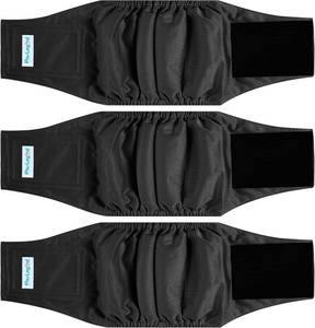 lot 19910 image: Paw Legend Washable Dog Belly Band Wrap Diapers for Male Dog  High Absorbing Puppy & Doggy Diapers Male (3 Pack,Black,Black,Black,Large)