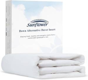 lot 19917 image: sunflower Down Alternative King Size Lightweight 100% Cotton Shell Bedding King Comforter Blanket for Hot Sleepers 88x104 with Corner Tabs Soft Breathable Machine Washable