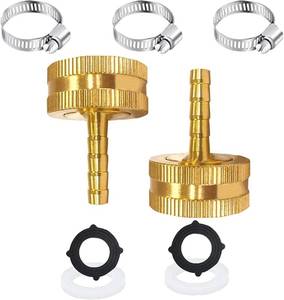 lot 19925 image: AOPANDA 14 Barb x 34 Female GHT Thread Solid Brass Water Hose End Repair Connector, (Clamps Not Included)