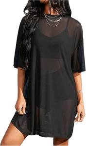 lot 19926 image: Verdusa Womens Sheer Mesh Dress Loose See Through Half Sleeve Beach Cover Up