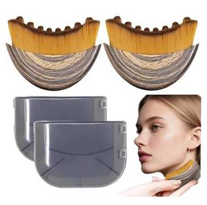 lot 19930 image: Wutre 2 Pcs Lymphatic Drainage Face Brush for Facial Contouring & Sculpting - Natural Soft Bristle Face Dry Brush for Anti-Puffiness & Detox - Jawline, Chin & Neck Massager for Skin Radiance & Lifting