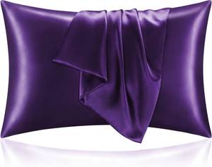 lot 19931 image: BEDELITE Satin Pillowcase with Zipper 2 Pack, Plum Purple Pillow Cases Standard Size, Super Soft and Cooling Similar to Silk Pillow Cases, Gift for Women Men(20x26 Inches)