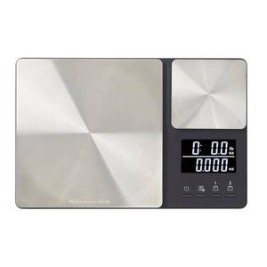 lot 19939 image: KitchenAid KQ909 Dual Platform Digital Kitchen and Food Scale, 11 pound capacity and Precision 16oz capacity, Black with Stainless Steel