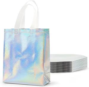 lot 19944 image: PACKINNO 15 Pcs Iridescent Gift Bags with Handles, 8x4x10 Inch Holographic Reusable Gift Bags Medium Size, Ideal for Birthday, Christmas, Party Favors, Wedding, Holidays, Valentines