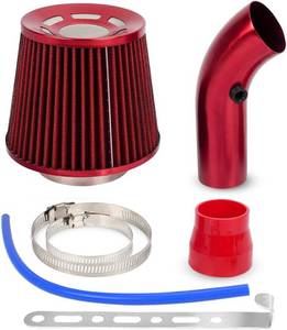 lot 19947 image: BARTOO 3 Cold Air Intake Kit Aluminum Automotive Cold Air Intake Pipe Filter Induction Flow Hose Pipe Kit, Red