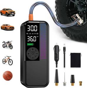 lot 19952 image: Tire Inflator Portable Air Compressor, 150 PSI Cordless Air Pump, Dual Power 6000mAh, 12V DC Car Plug, Fast Inflation 24LMin, Auto Shut-Off, LED Light, 4 Preset Modes for Car, Bike, Motorcycle, Balls